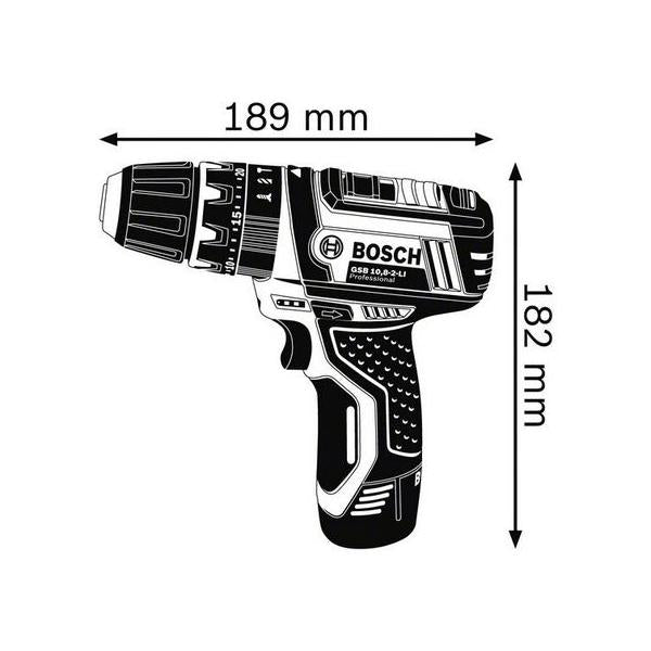 Bosch GSB 10,8-2-LI Professional drill Senza chiave Nero, Blu, Rosso