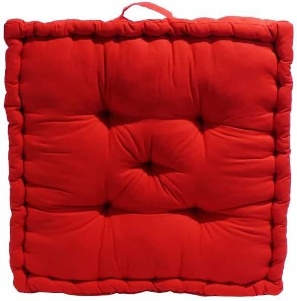 Cuscino da terra, grande formato, non sfoderabile con cotone 100% di colore rosso.