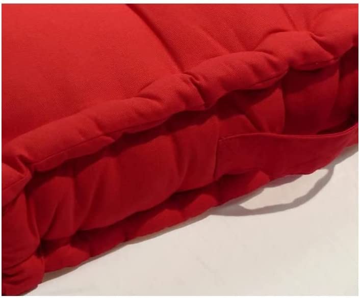 Cuscino da terra, grande formato, non sfoderabile con cotone 100% di colore rosso.
