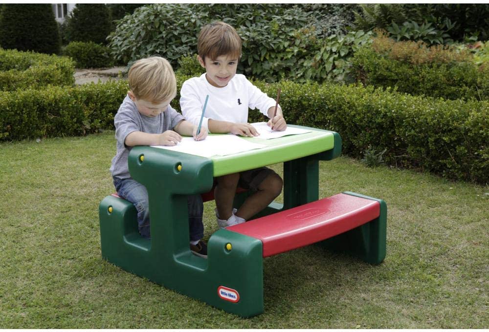 Little Tikes Tavolino da Picnic per Bambini - Fino a 4 Posti - Per Giocare, Fare i Compiti & Costruire - Evergreen