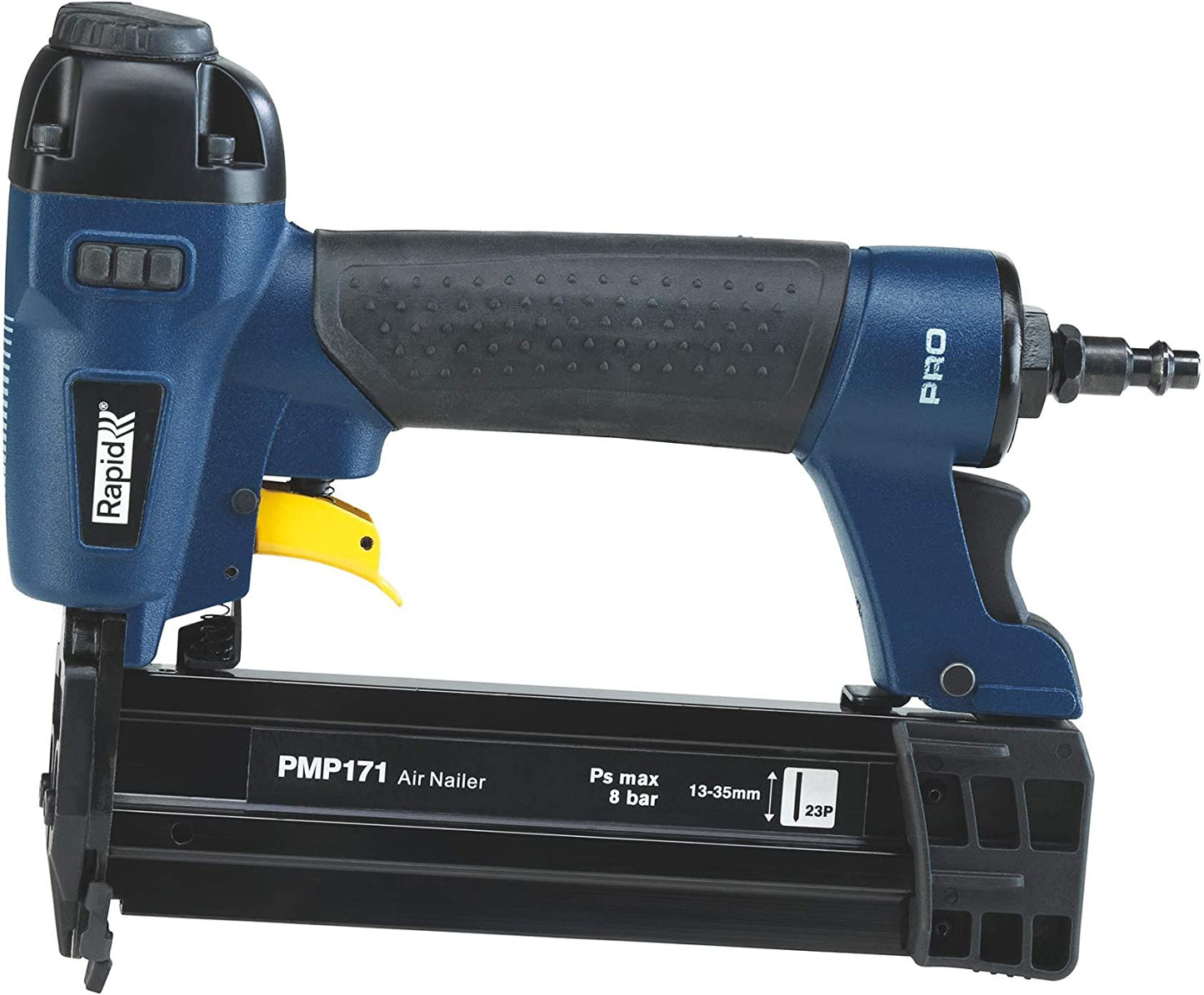 Rapid PRO PMP171 Spillatrice Pneumatica per Spilli n. 8, Impugnatura Ergonomica, Scarico dell'Aria Regolabile, Include Valigetta per il Trasporto e 500 Spillette