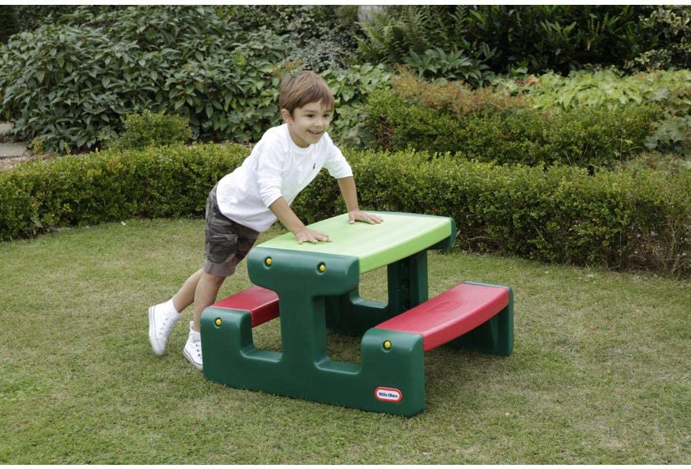 Little Tikes Tavolino da Picnic per Bambini - Fino a 4 Posti - Per Giocare, Fare i Compiti & Costruire - Evergreen