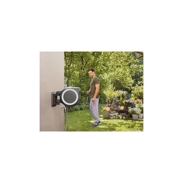 Gardena RollUp Rocchetto montato a muro Automatico Nero, Grigio