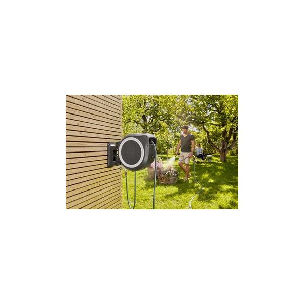 Gardena RollUp Rocchetto montato a muro Automatico Nero, Grigio